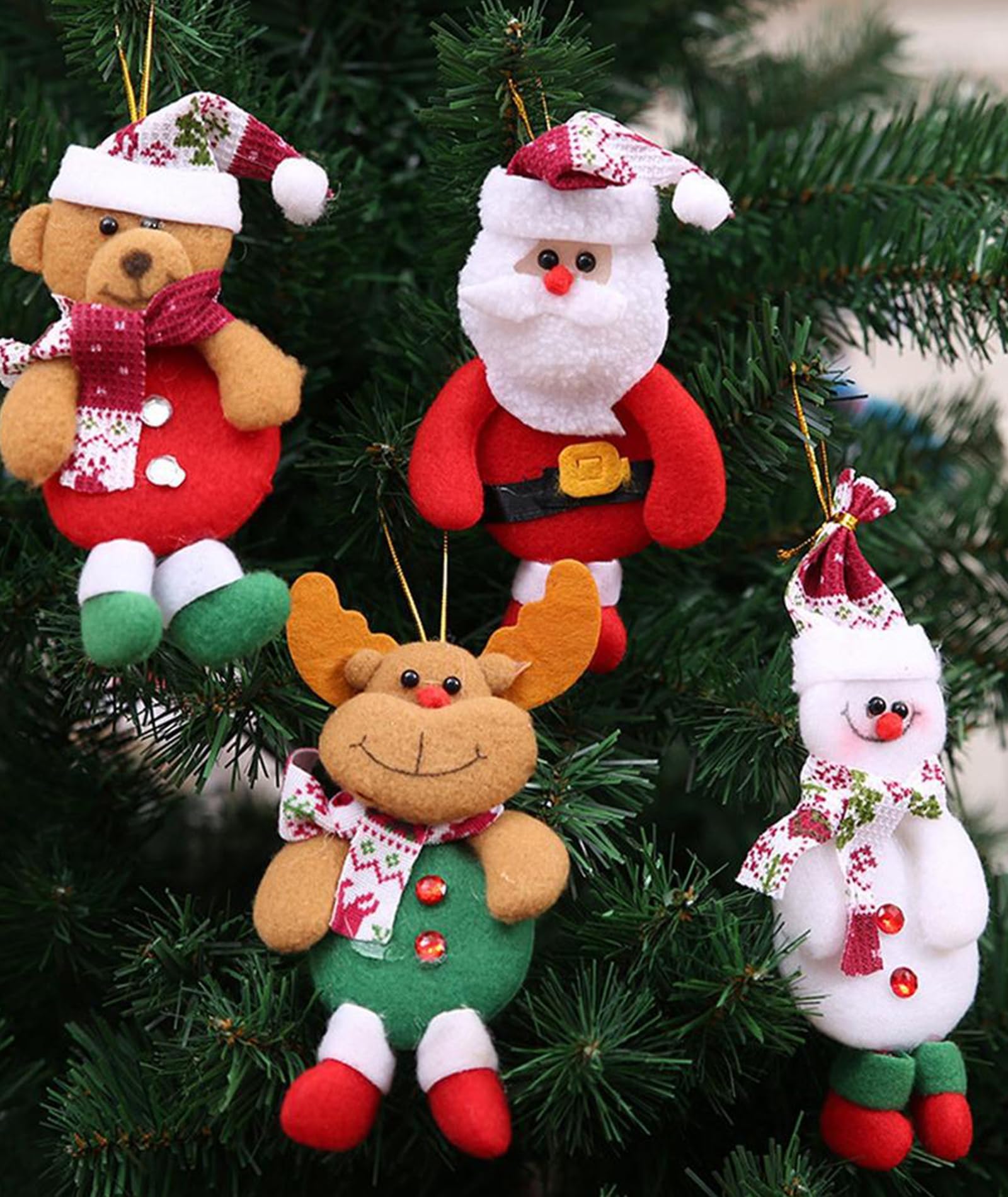 Red Santa Claus ornaments hanging for tree, door, or window