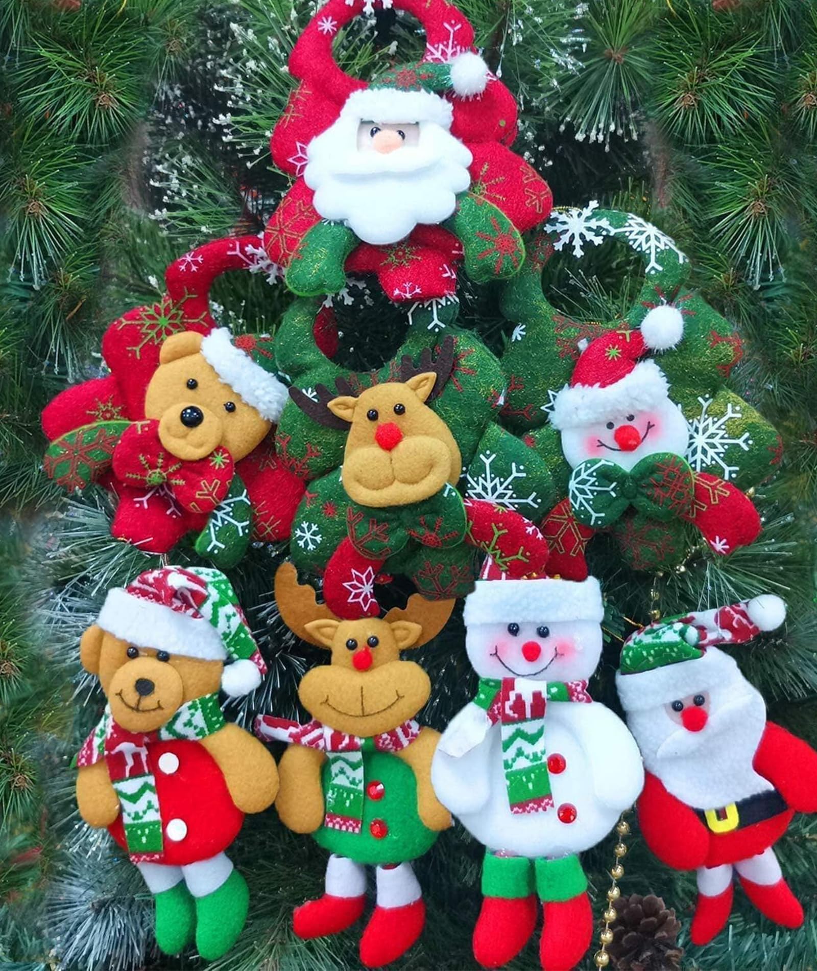 HOM 4 Pcs Christmas Tree Decoration Items - Christmas Decor with Santa Claus Ornaments for Xmas Tree, Door, Window (Red, 4PCS) – view 3