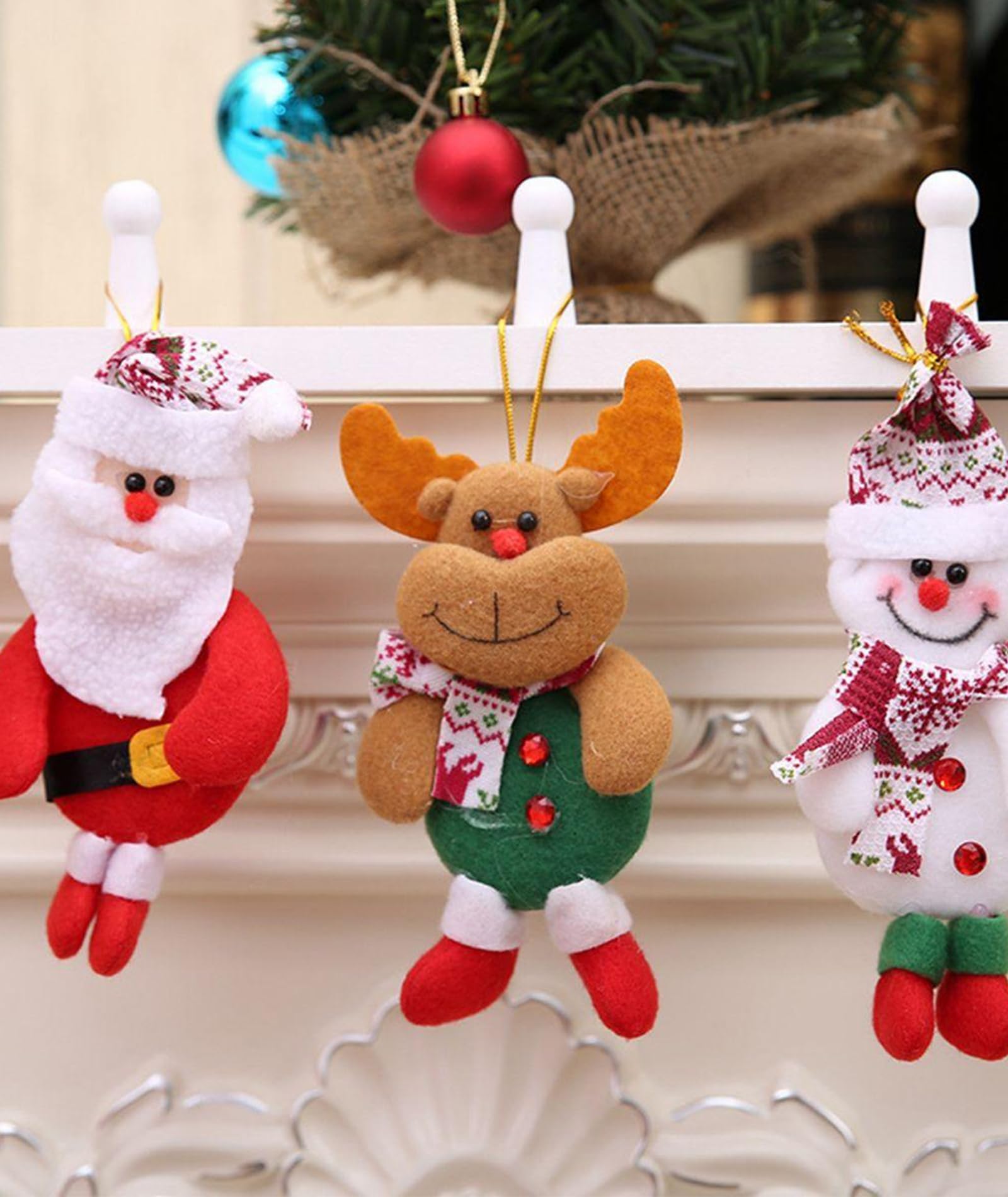 HOM 4 Pcs Christmas Tree Decoration Items - Christmas Decor with Santa Claus Ornaments for Xmas Tree, Door, Window (Red, 4PCS) – view 5