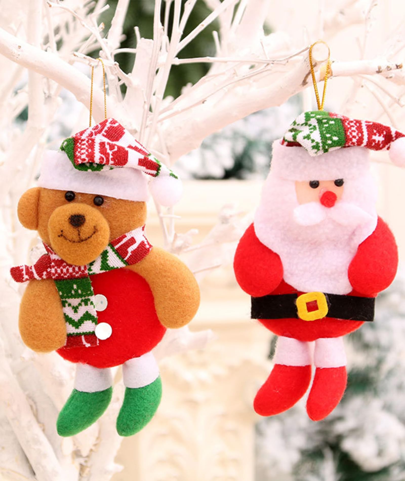 HOM 4 Pcs Christmas Tree Decoration Items - Christmas Decor with Santa Claus Ornaments for Xmas Tree, Door, Window (Red, 4PCS) – view 6