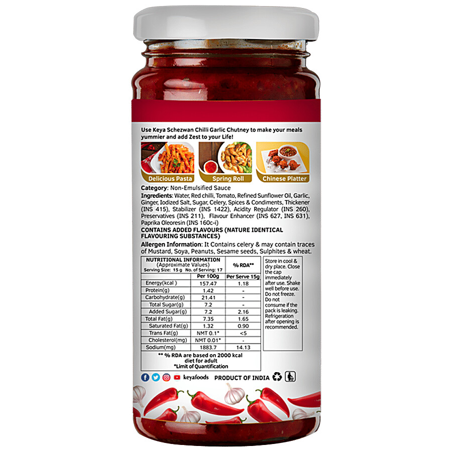 Keya Schezwan Chilli Garlic Chutney - For Preparing Pasta, Spring Roll, Chinese Platter 250 g – view 6