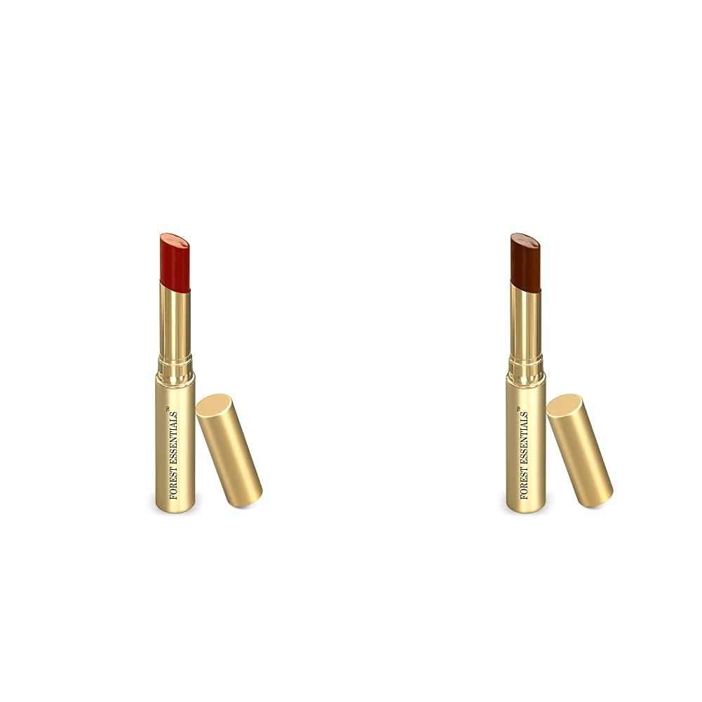 Forest Essentials tinted lip serum shades in maroon and brown