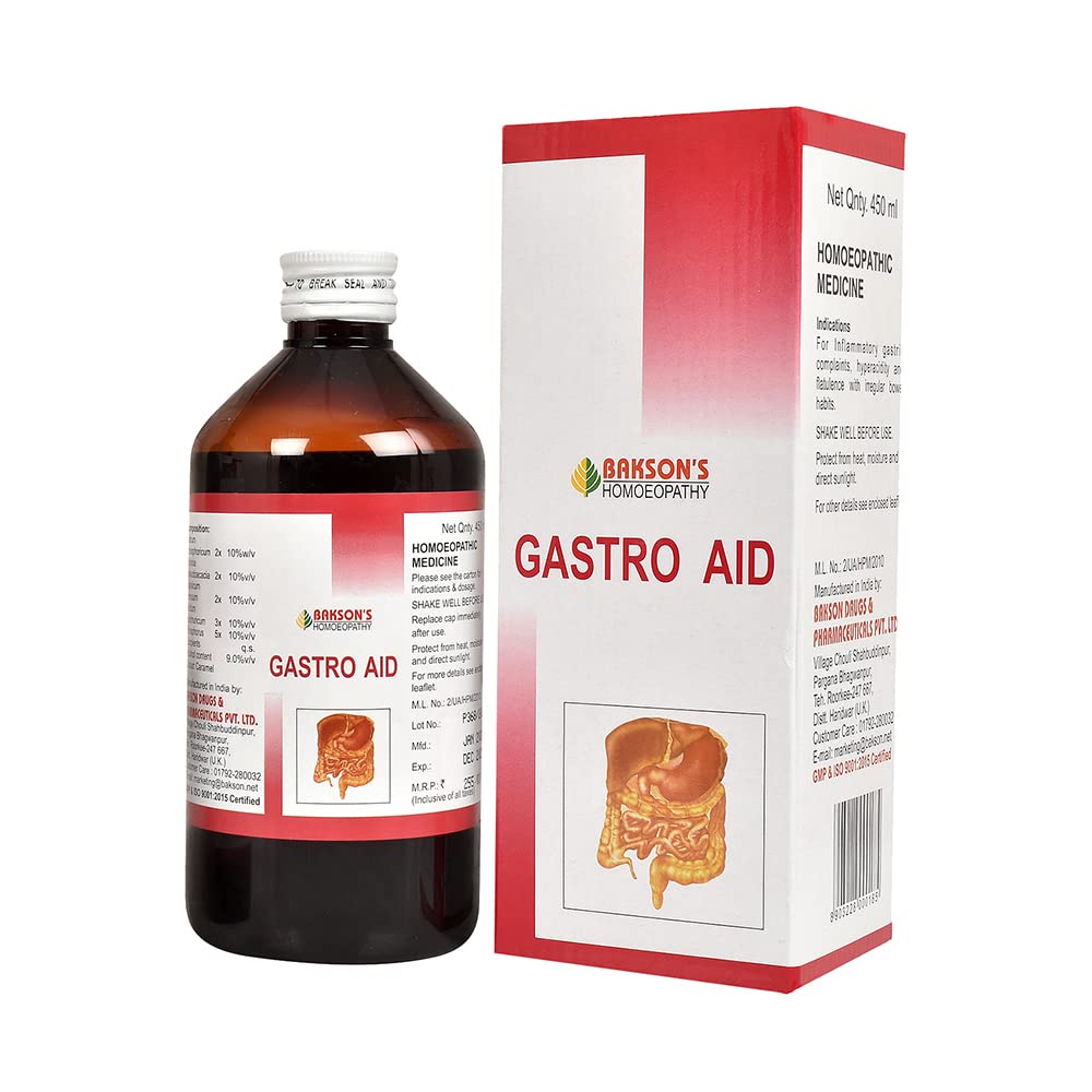 Dr. Bakshi's Gastro Aid Syrup bottle, 450 ml stomach remedy