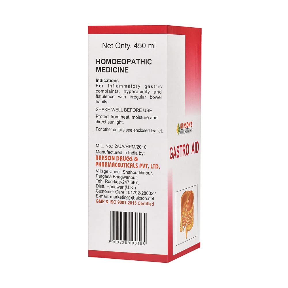 Dr. Bakshi's BAKSON'S HOMOEOPATHY Gastro Aid Syrup (450ml) – view 3