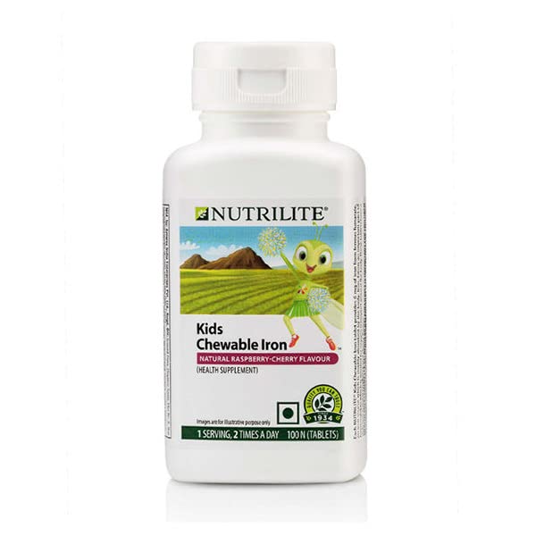 Front view of Amway Nutrilite kids iron tablets 100 count