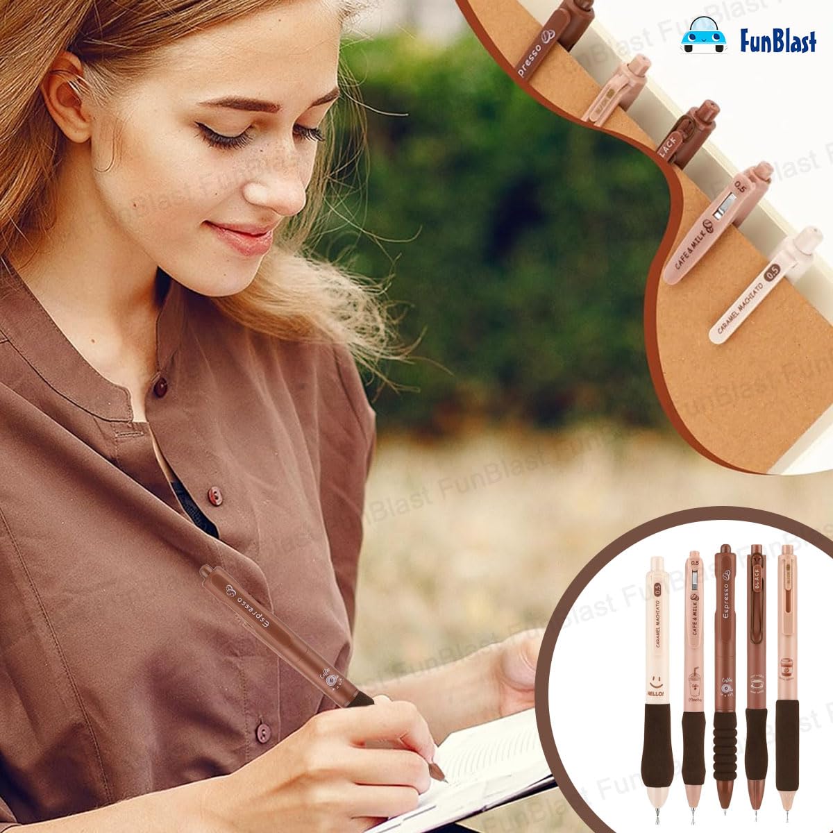 FunBlast Gel Pens for Writing, 5 Pcs Gel Pen with Comfortable and soft Grip for Smooth Writing, Kawaii Pens, Stationery for School & Office, Birthday Return Gift, Blue Ink – view 9