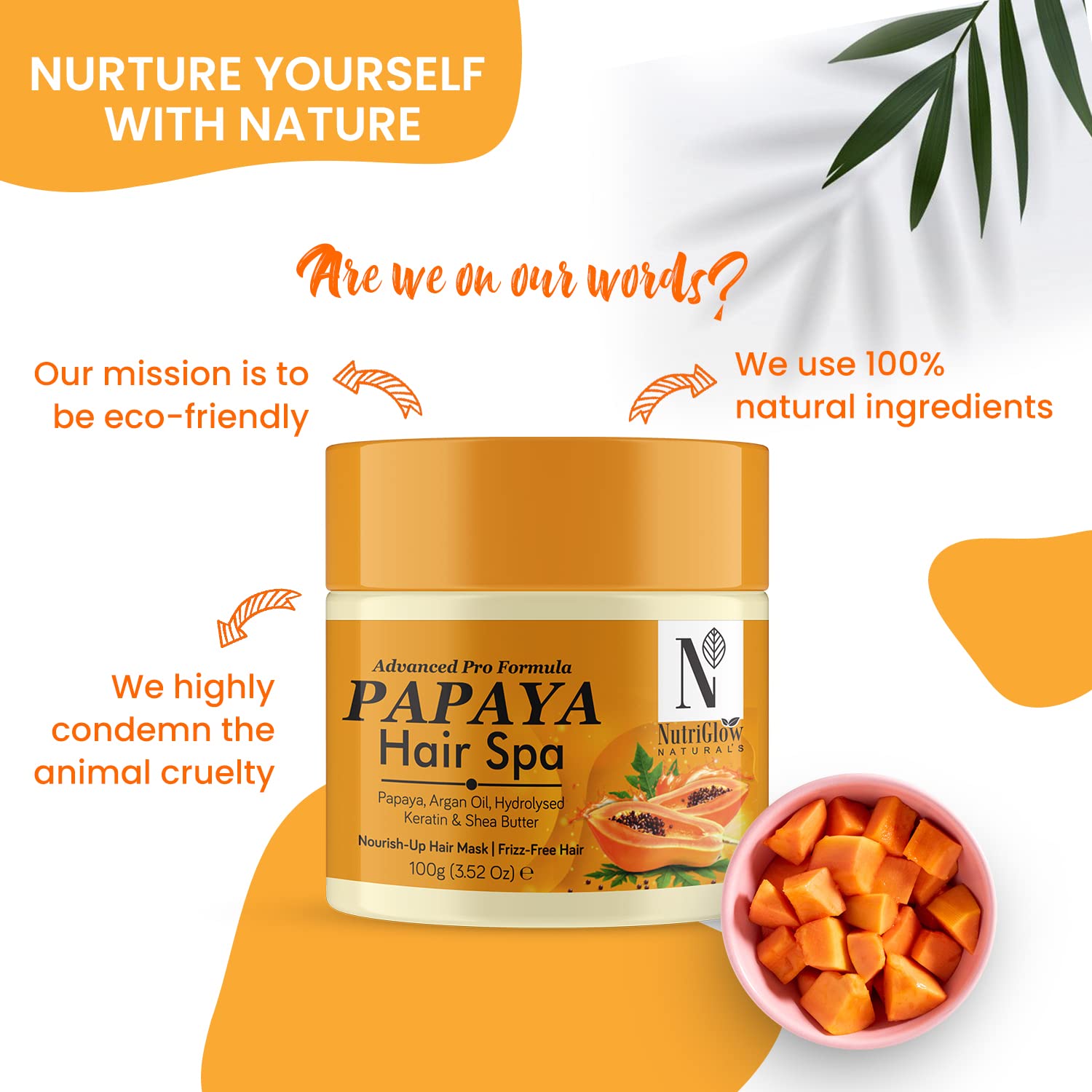 NutriGlow NATURAL'S Advanced Pro Formula Papaya Spa with Argan Oil for Shiny & Bouncy Hair (100 g) – view 4