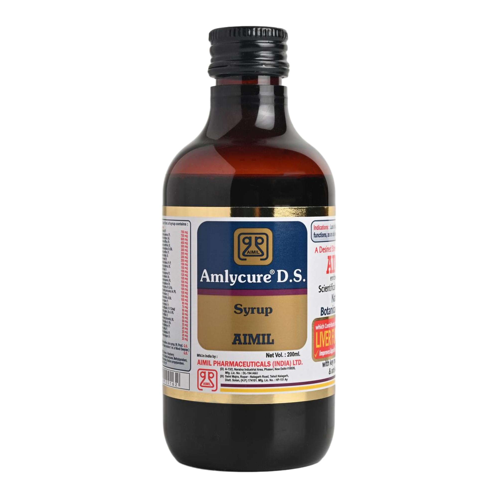 AIMIL Amlycure D.S. Syrup -200ml | Ayurvedic Liver Health Protector 