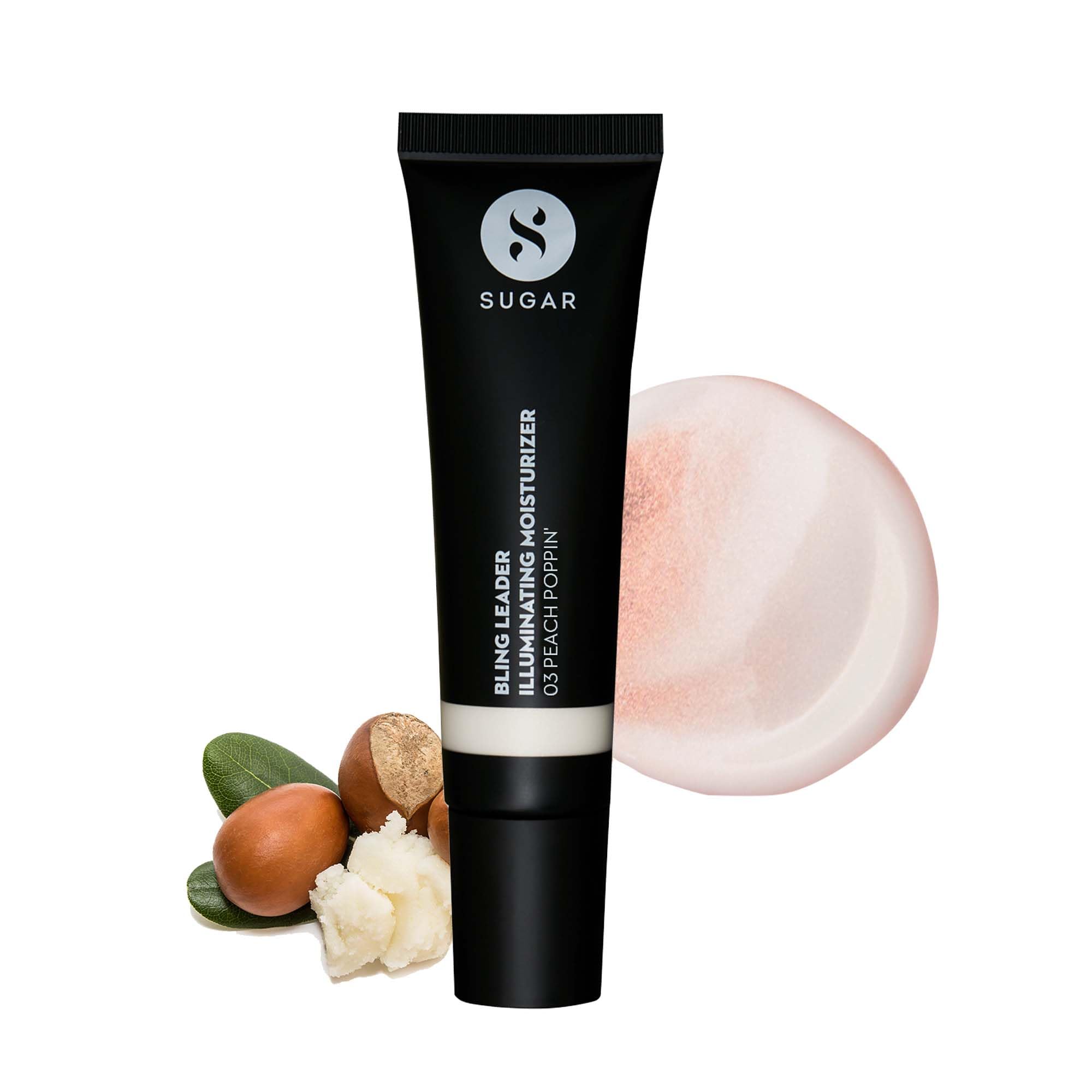 SUGAR strobe cream tube with warm peach pearl finish