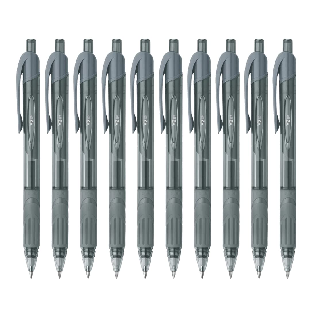 Ten FLAIR V2 black gel pens with retractable tips