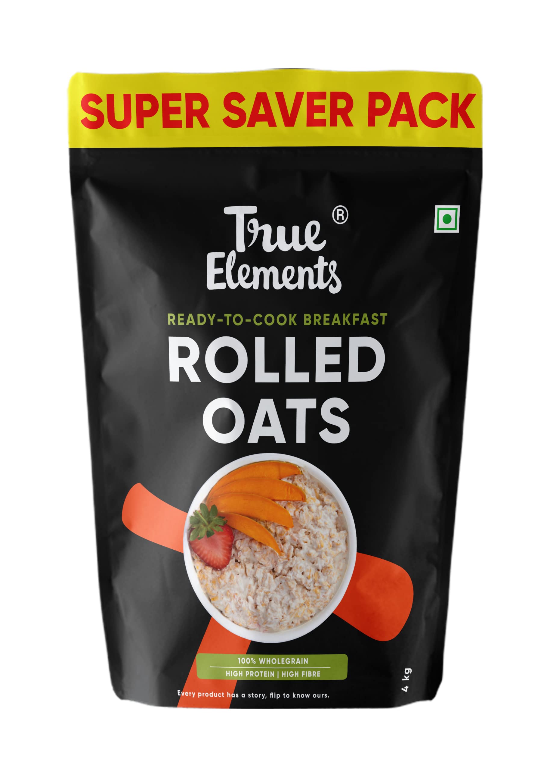 True Elements 4 kg rolled oats bag for breakfast use