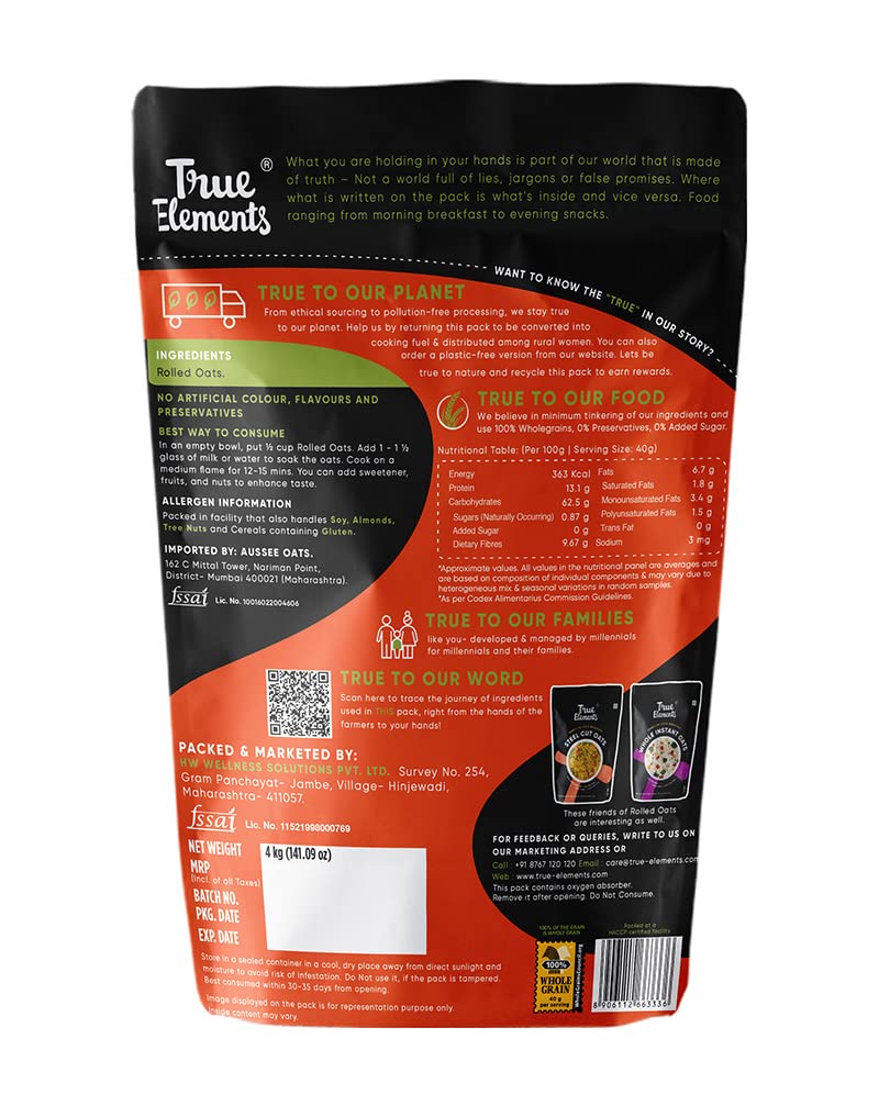True Elements Rolled Oats 4kg - Protein Oats – view 2