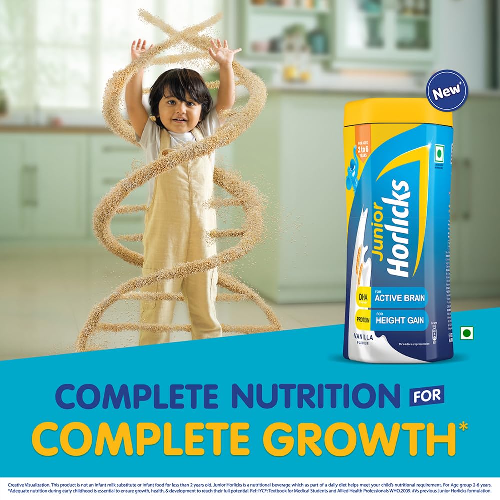 Junior Horlicks Health & Nutrition Drink Vanilla, 500G Carton, Children'S Health Drink For Overall Growth, Health Drink Powder For Kids 2 To 6 Years – view 6