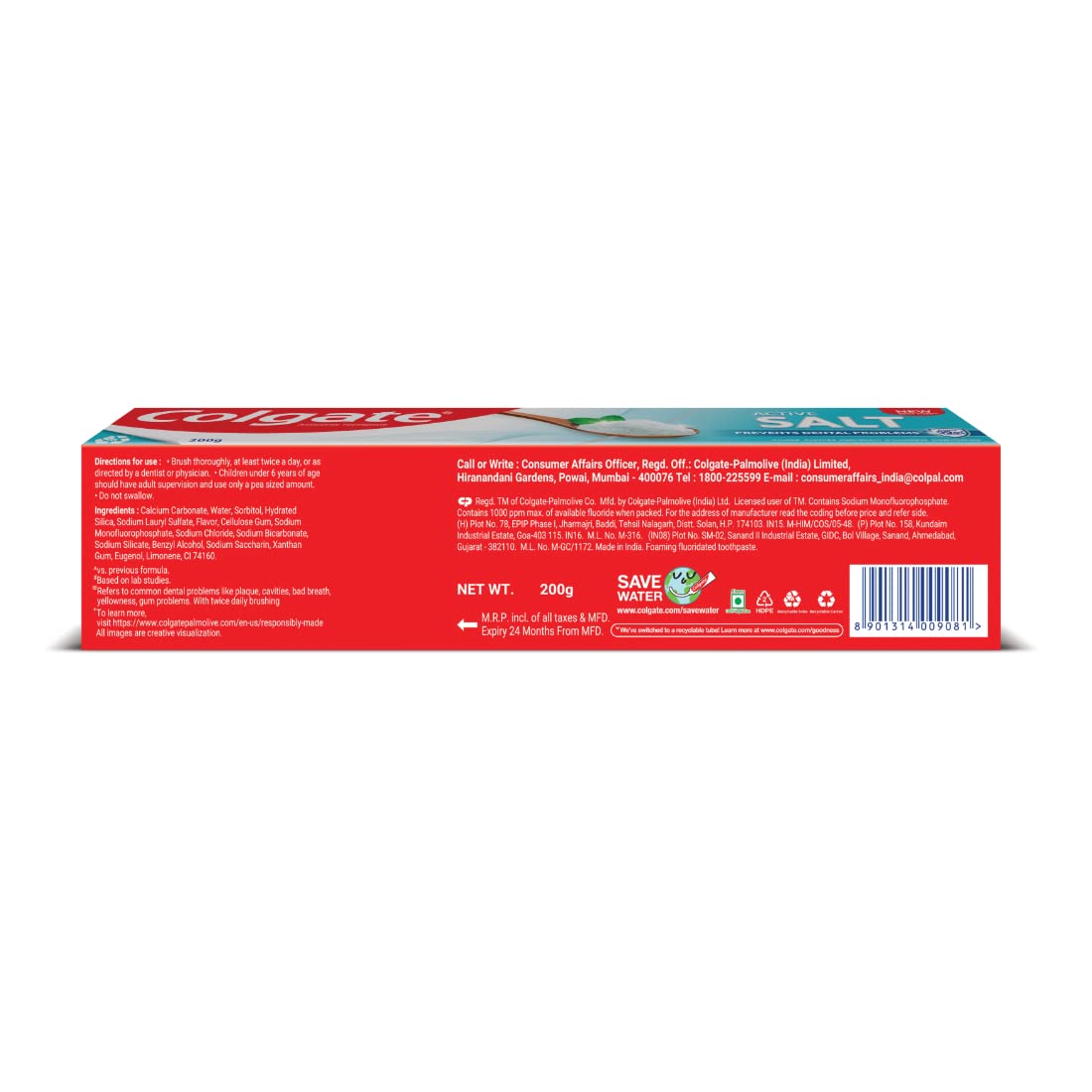 Colgate Active Salt Toothpaste, Daily Germ Protection, Pack of 200g, Colgate Toothpaste with Salt and Mint,Healthy Gums & Teeth, Toothpaste that Fights Germs & Eliminates Bad Breath – view 8
