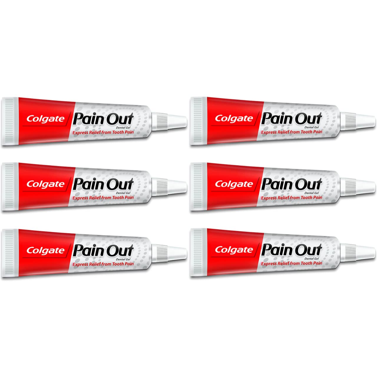 Six-tube Colgate Pain Out dental gel for tooth pain relief