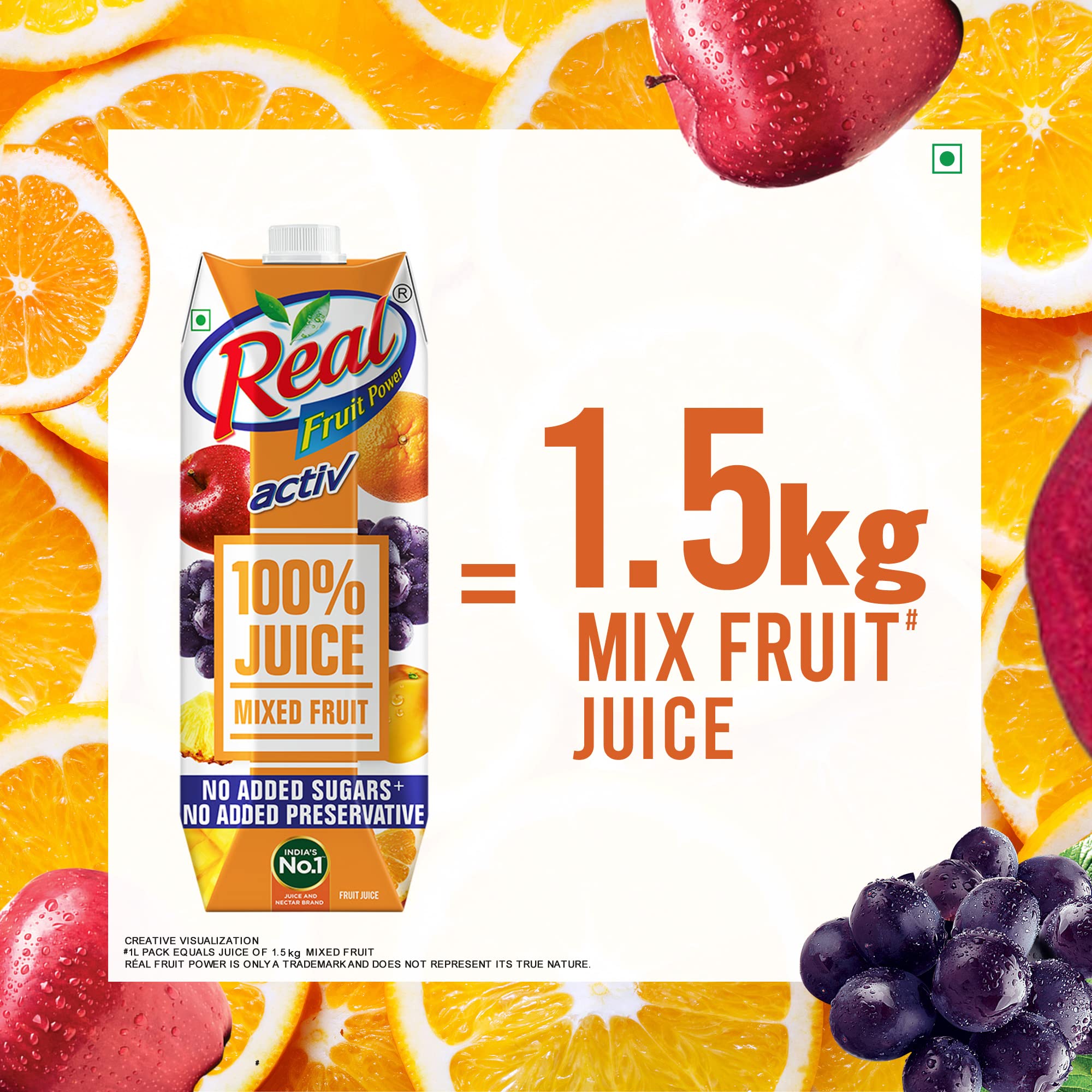 DABUR Real Activ 100% Mixed Fruit Juice - 1L – view 5