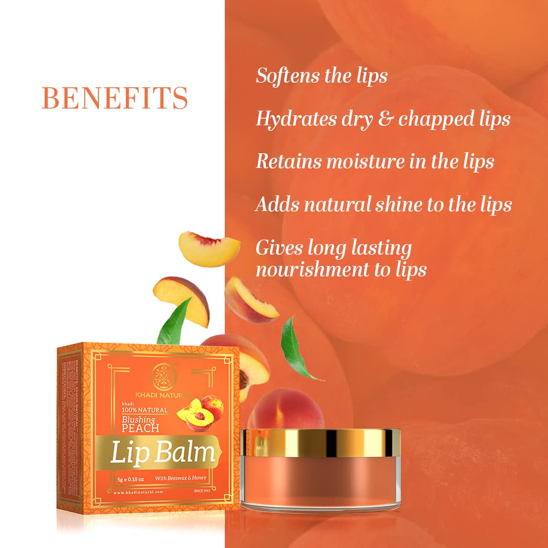 Khadi Natural Peach Lip Balm with Beeswax and Shea Butter – view 2