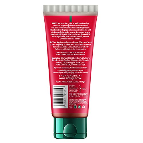 Biotique Fruit Brightening Depigmentation and Tan Removal Face Pack – view 2
