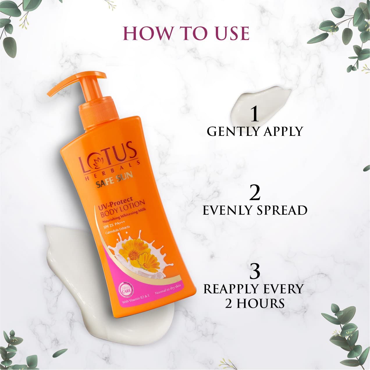 Lotus Herbals Safe Sun UV Protect Body Lotion SPF 25 PA+++ Calendula Normal to Dry skin 250ml,White – view 3