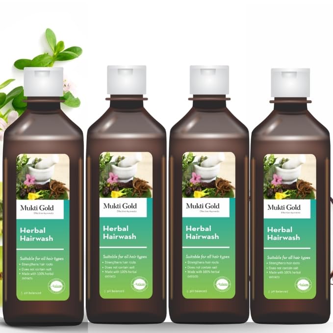 Axiom Muktigold Herbal Hairwash 200ml(Pack of 4) -Amla, Reetha, Shikakai, Bhringraj Premium, Herbal, Natural & Ayurvedic Shampoo SLS & Paraben Free
