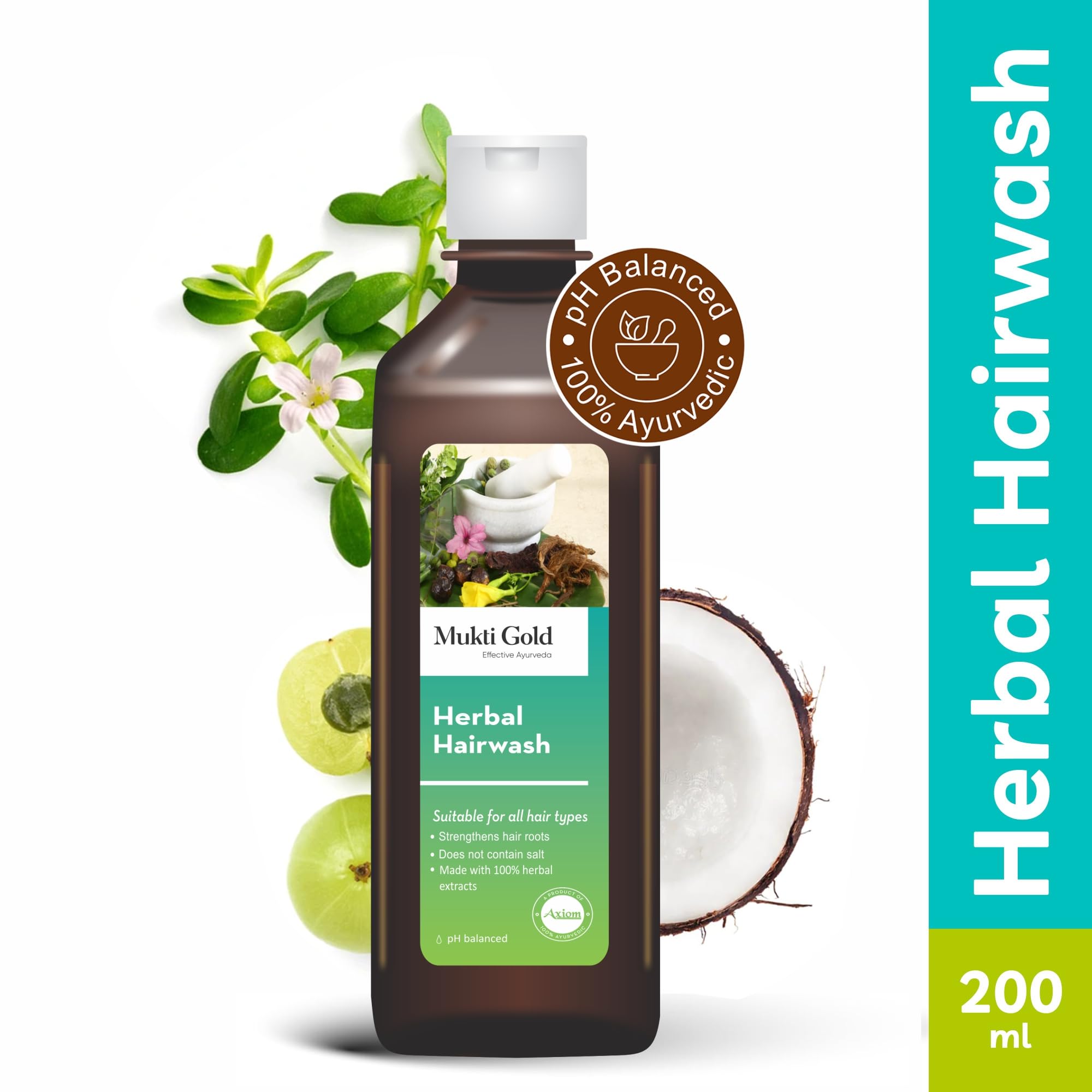 Axiom Muktigold Herbal Hairwash 200ml(Pack of 4) -Amla, Reetha, Shikakai, Bhringraj Premium, Herbal, Natural & Ayurvedic Shampoo SLS & Paraben Free – view 2