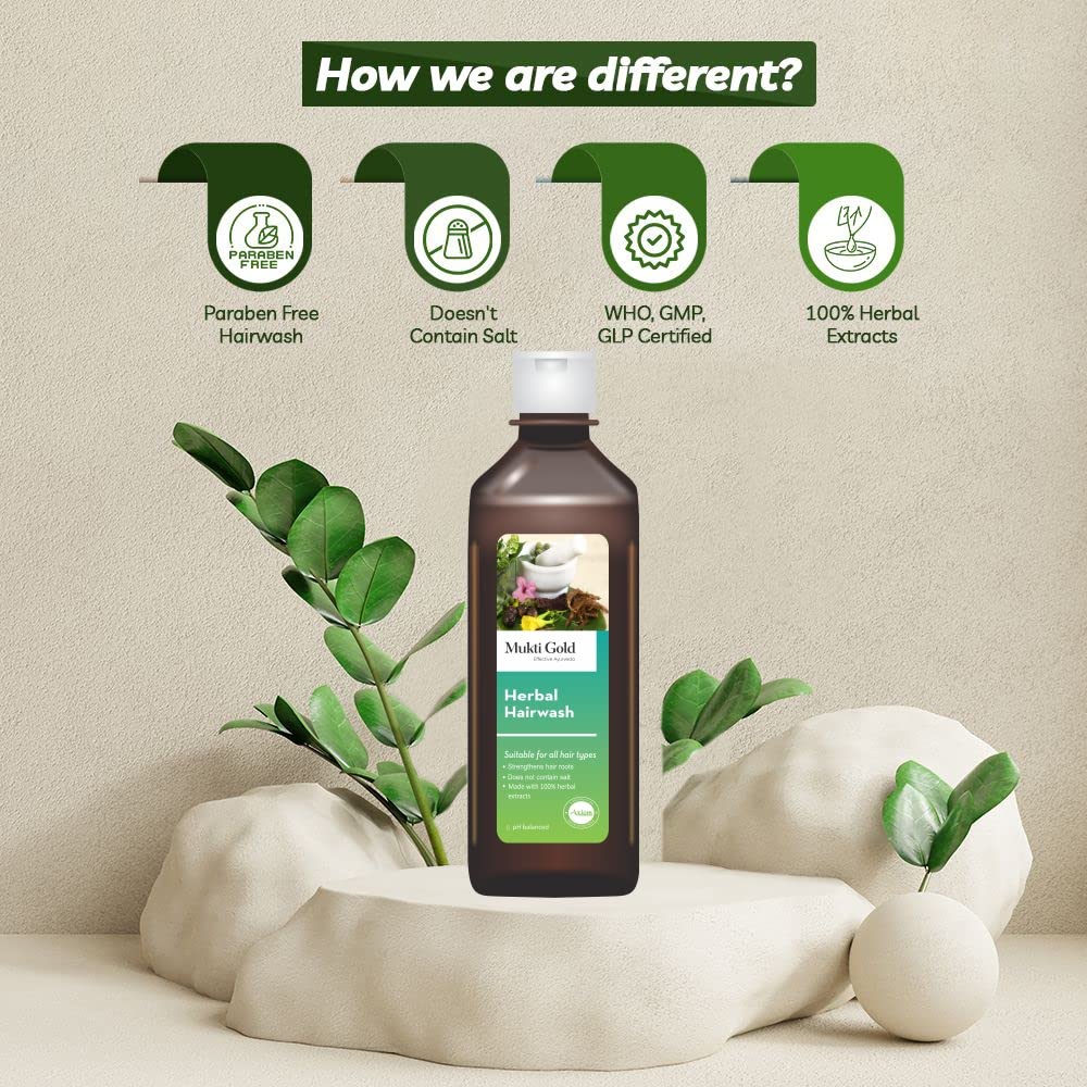 Axiom Muktigold Herbal Hairwash 200ml(Pack of 4) -Amla, Reetha, Shikakai, Bhringraj Premium, Herbal, Natural & Ayurvedic Shampoo SLS & Paraben Free – view 4