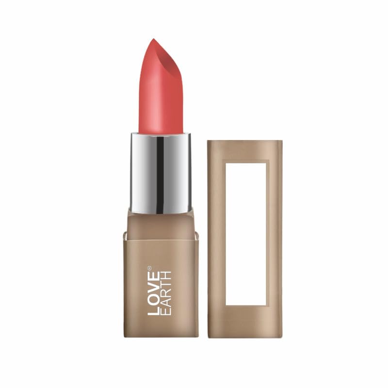 Brick brown Love Earth satin matte lipstick tube, 3.5 g