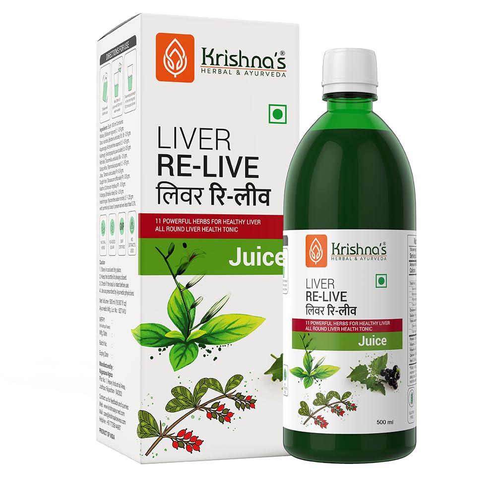 Bottle of Krishna's Herbal Ayurveda Liver Re-Live Juice 1000 ml