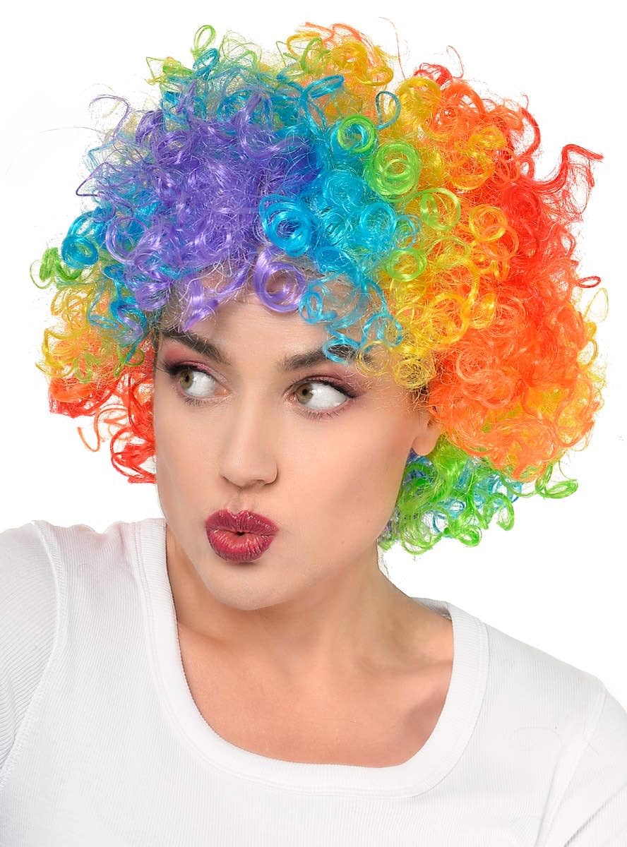 Bazaar5.com 70's Curly Clown Funky Disco Afro Malinga Wig for Men and Women (Multicolor) – view 2