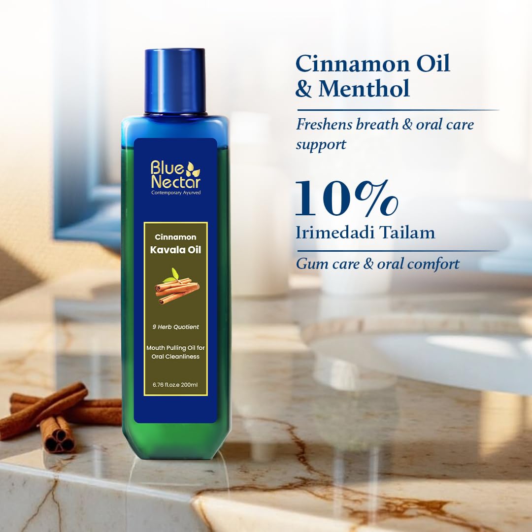 Blue Nectar Cinnamon Mouth Pulling Oil for Kavala Gandusha Oral Hygiene Ritual – view 2