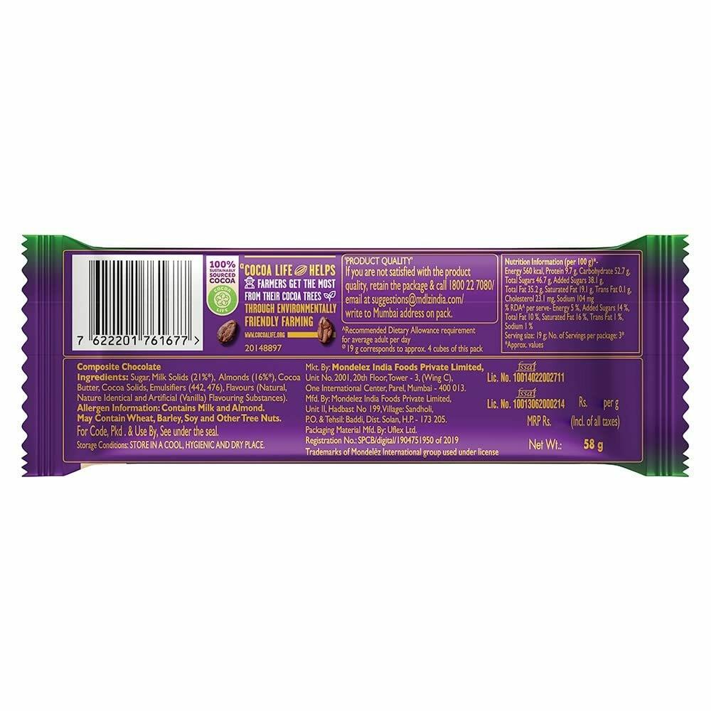 Cadbury Dairy Milk Silk Roast Almond With Whole Nuts Chocolate Bar, 58G X 8 Pcs – view 5