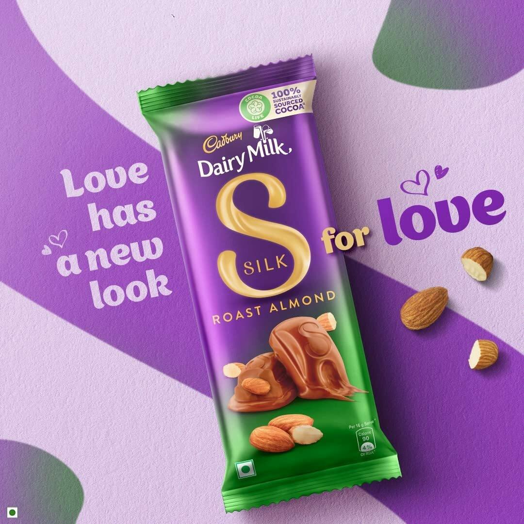 Cadbury Dairy Milk Silk Roast Almond With Whole Nuts Chocolate Bar, 58G X 8 Pcs – view 3