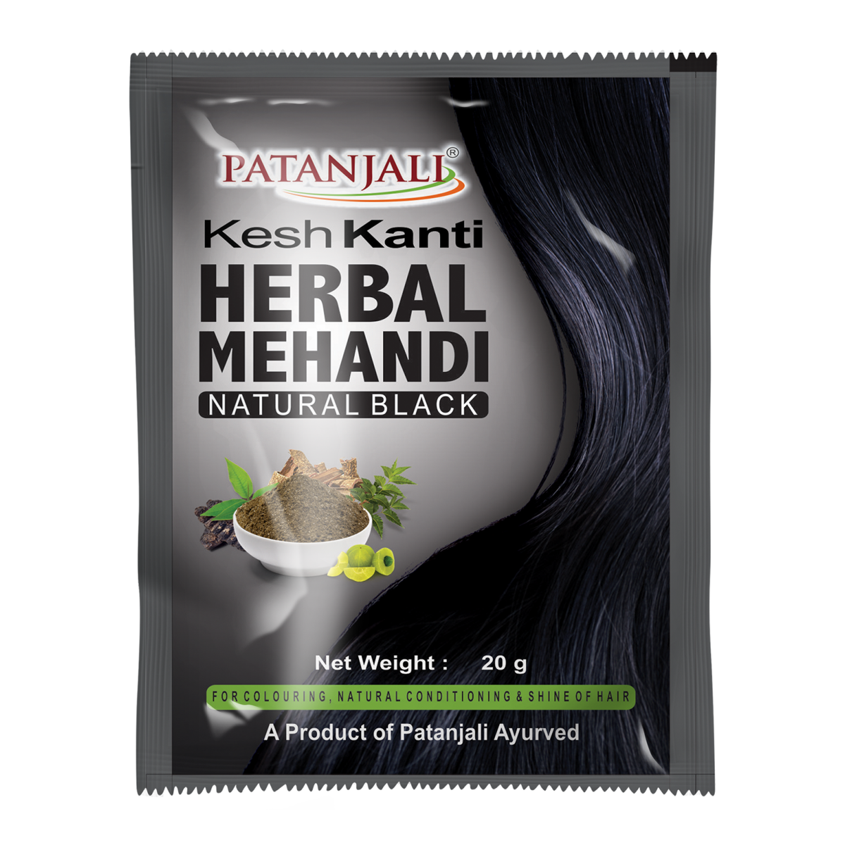 Patanjali natural black mehndi powder sachets pack of six