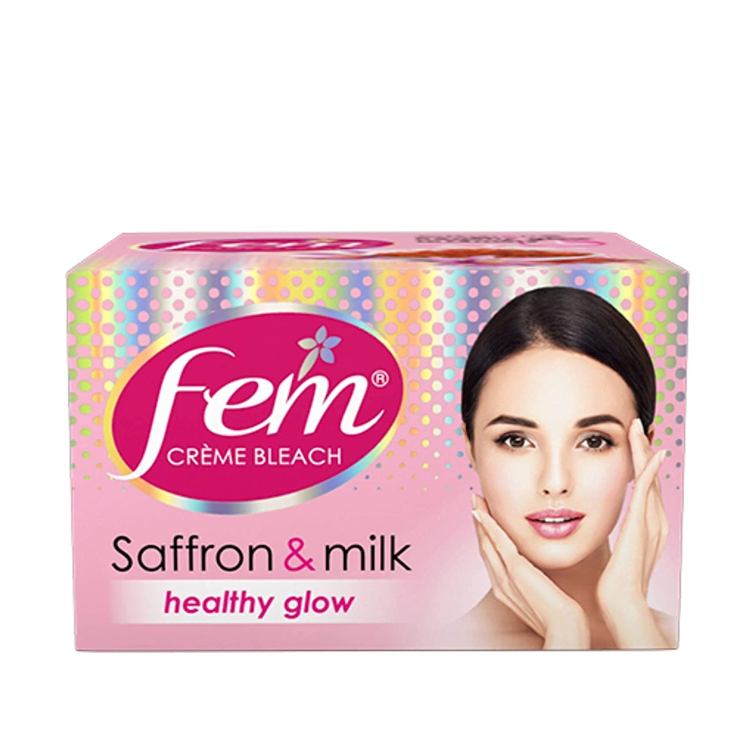 Front pack of FEM Saffron and Milk crème bleach jar