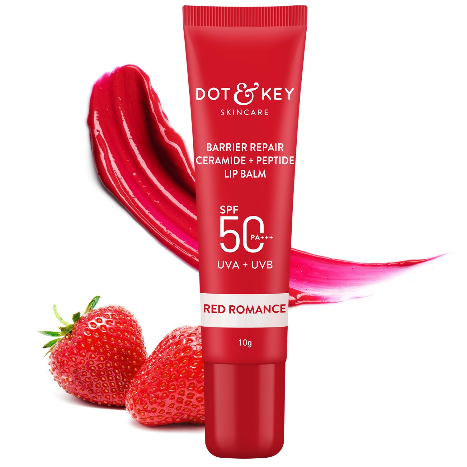 Red Romance ceramide and peptide lip balm with SPF 50 gloss