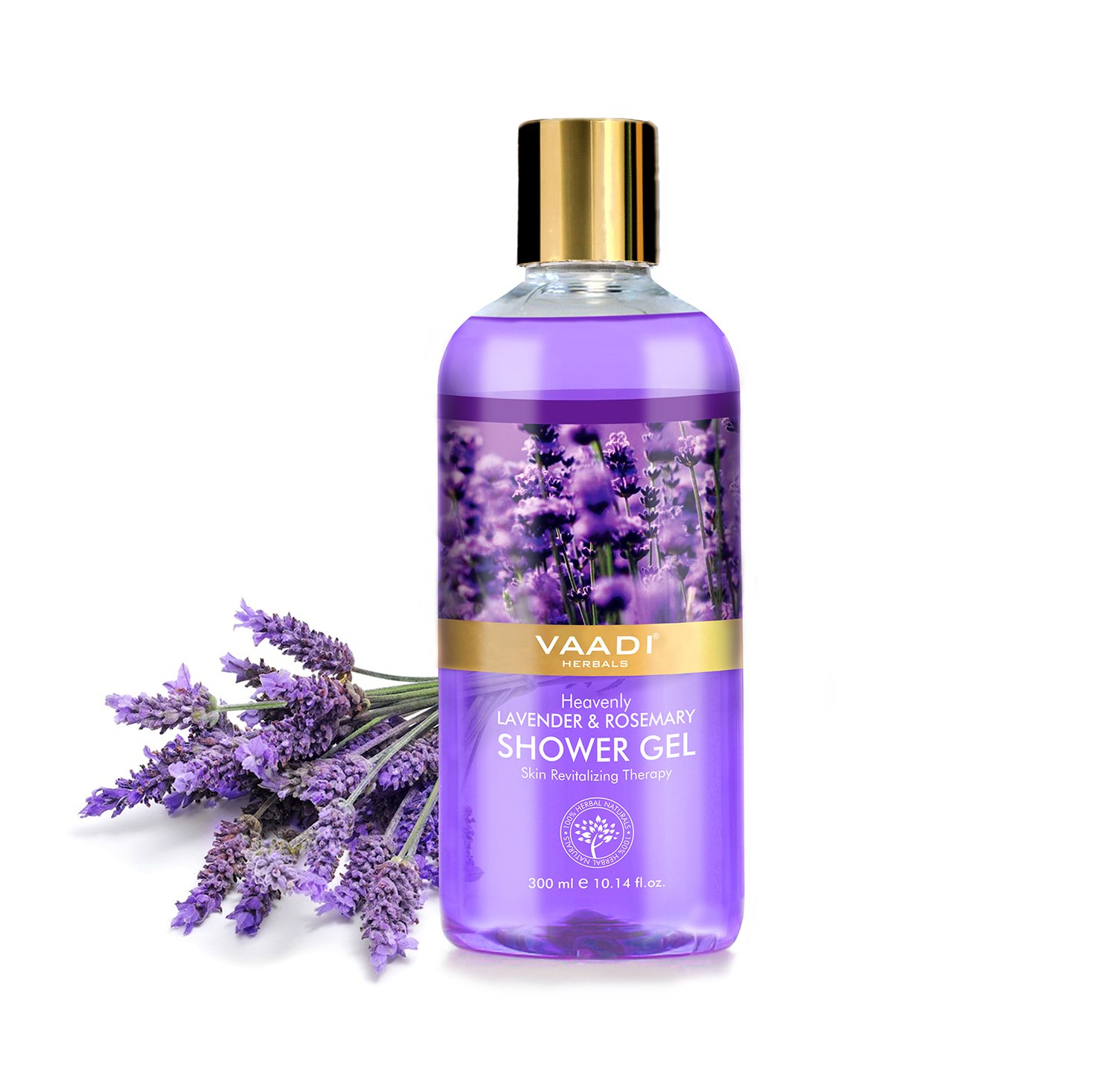 Vaadi Herbals heavenly lavender rosemary shower gel bottle