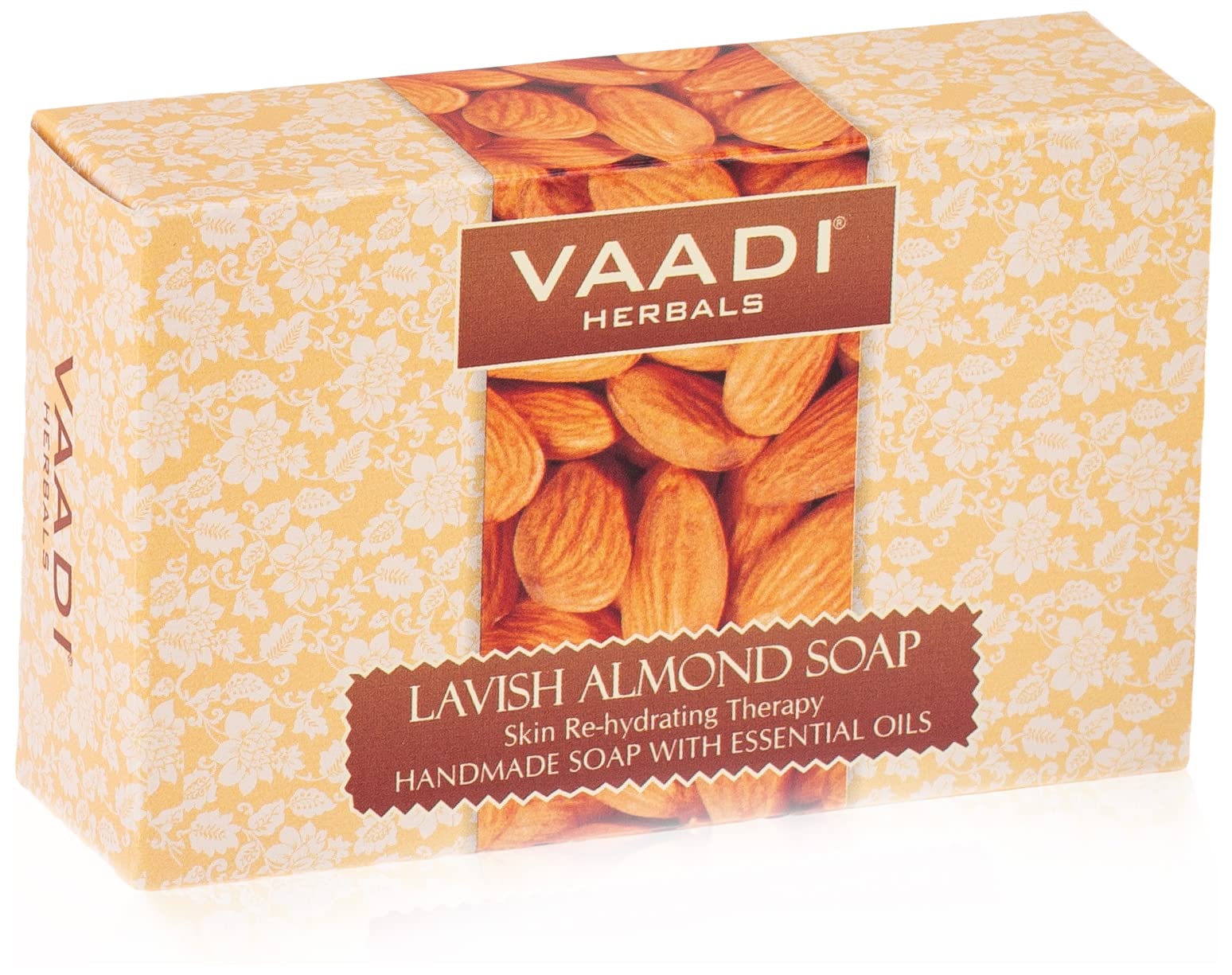 Single 75g Vaadi Herbals Lavish Almond Soap in retail box