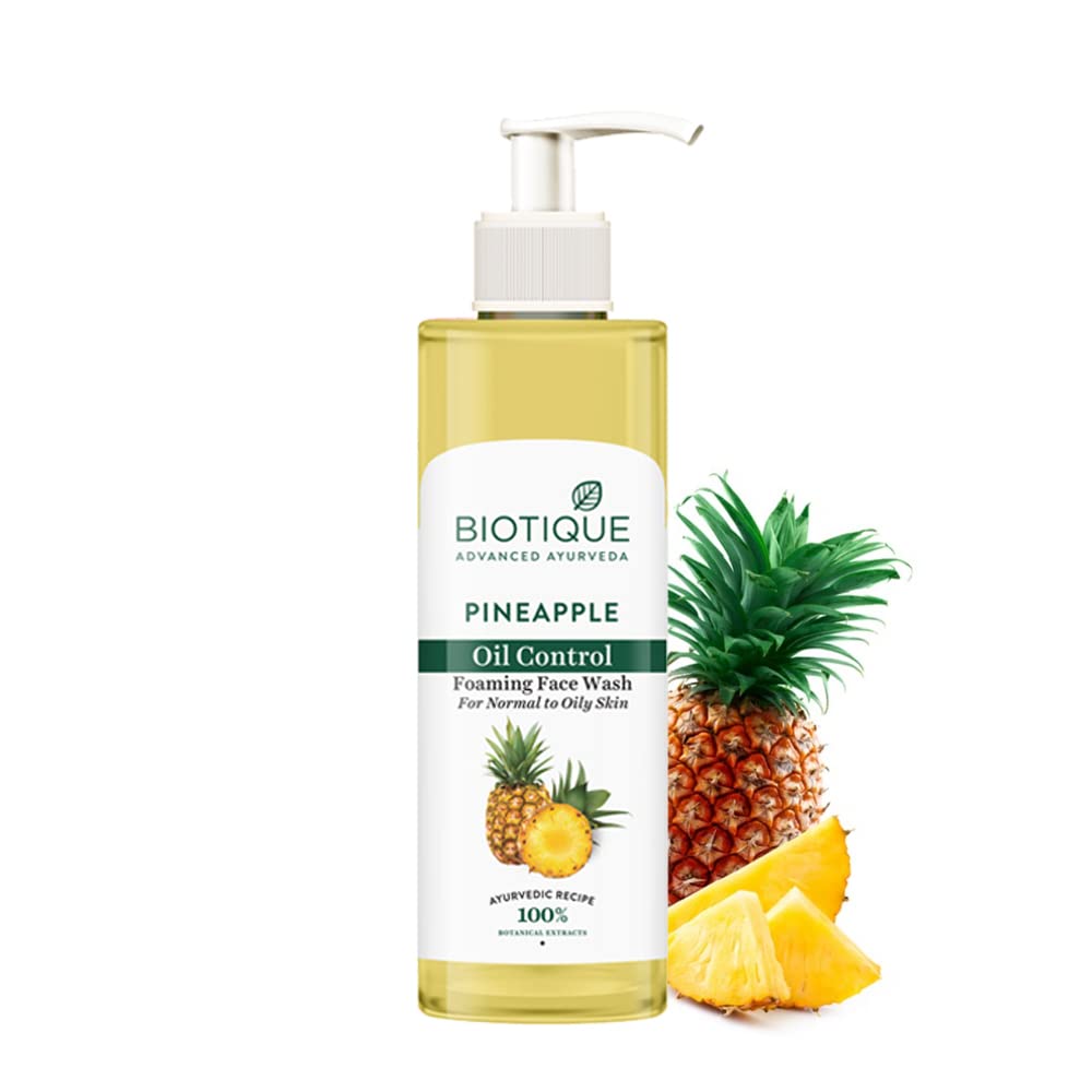Biotique pineapple face wash bottle with oil control gel cleanser