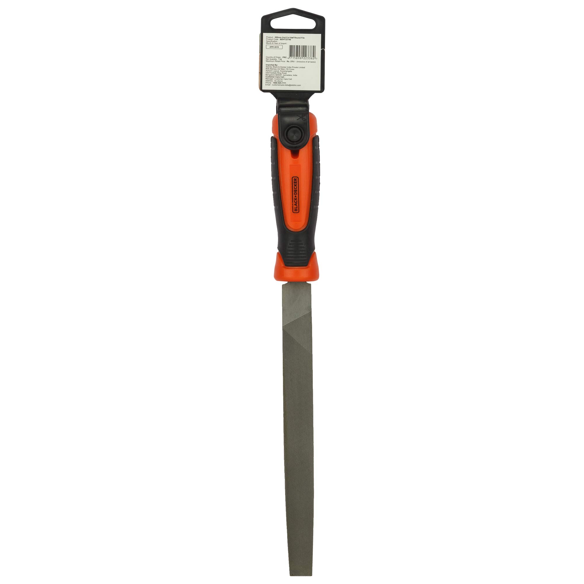 BLACK+DECKER BDHT22146 Steel 200mm 2nd Cut Half Round File (Orange) – view 8