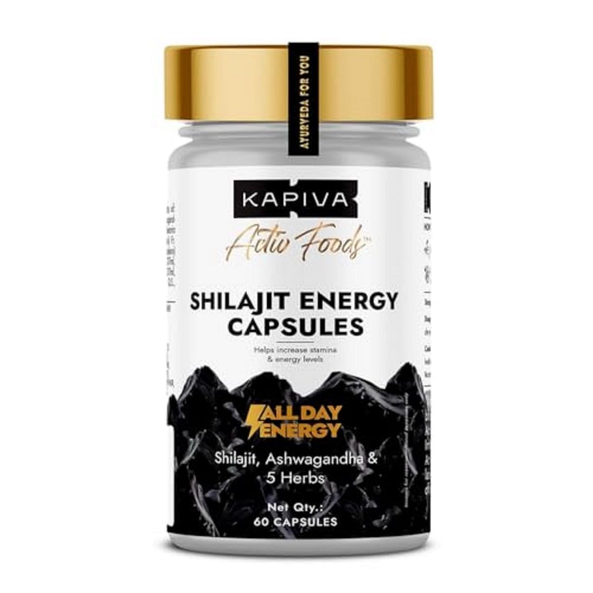 Kapiva Shilajit Energy Capsules bottle front pack shot