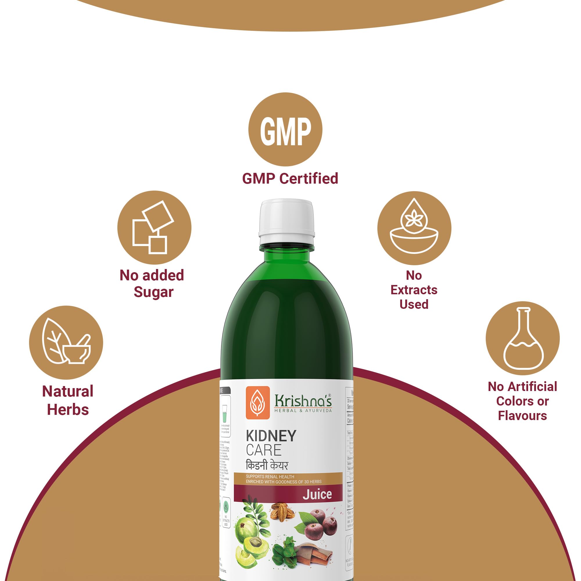 Krishna's Kidney Care Juice Enriched with Amla & 29 other herbs, No Artificial Colors or Flavors - 1000 ml (Pack of 1) – view 7