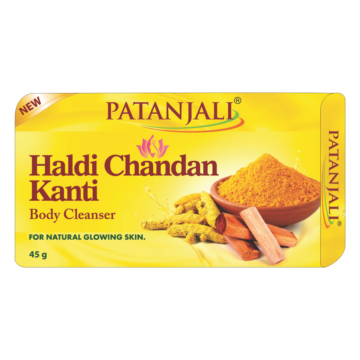 Front pack of Patanjali Haldi Chandan Kanti Body Cleanser