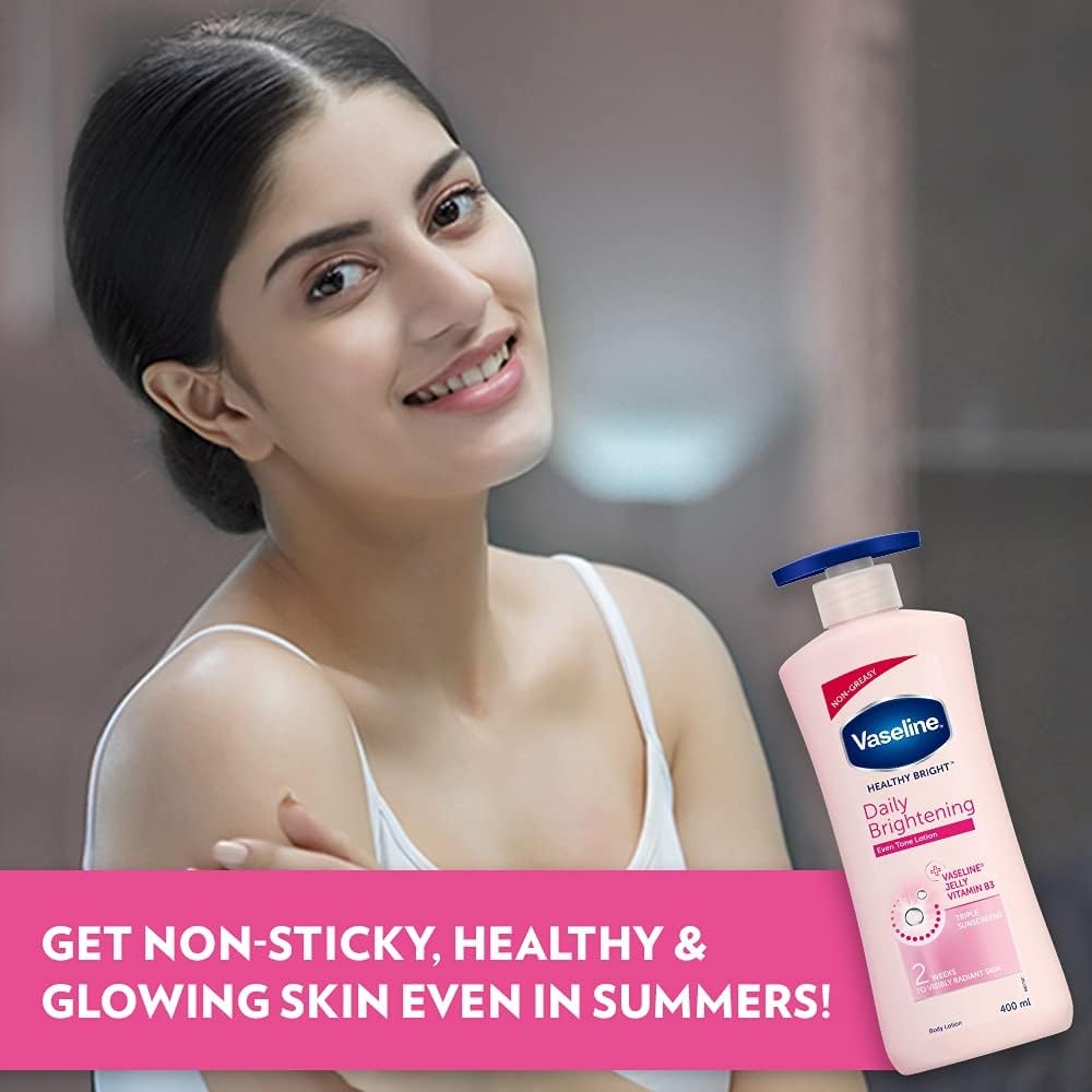Vaseline Healthy Bright Body Lotion 400ml, Daily Brightening Body Moisturizer with Sunscreen for Dry Skin, Lotion for Non-Greasy Glowing Skin – view 3