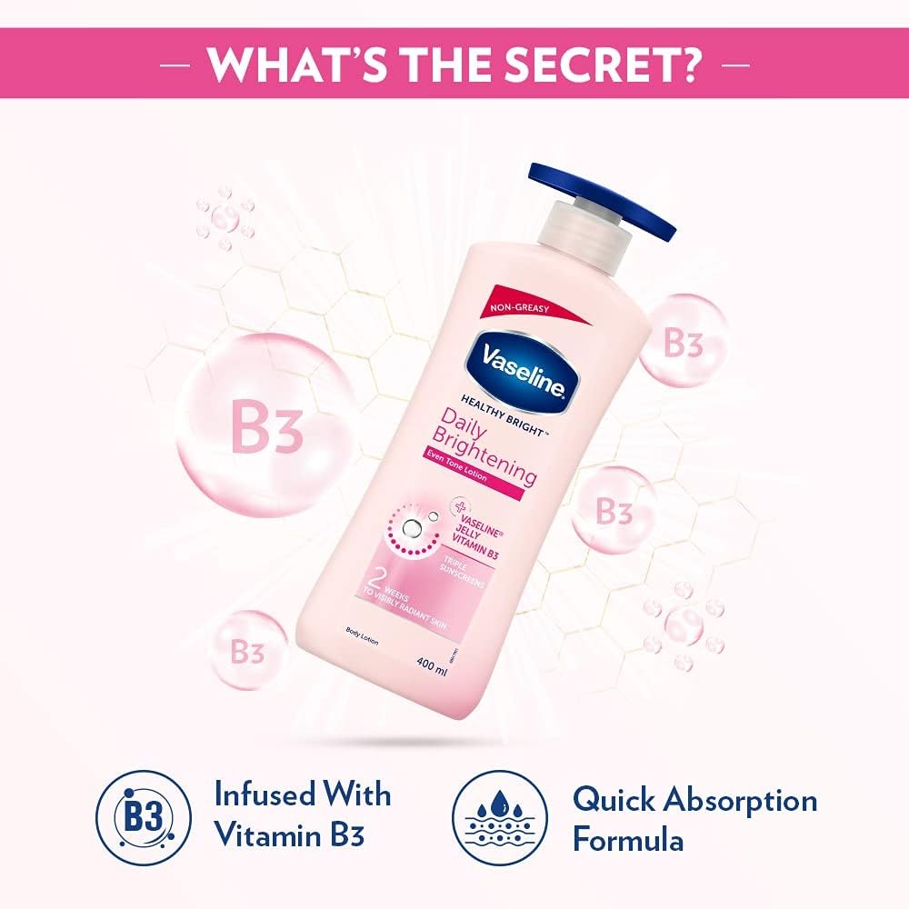 Vaseline Healthy Bright Body Lotion 400ml, Daily Brightening Body Moisturizer with Sunscreen for Dry Skin, Lotion for Non-Greasy Glowing Skin – view 4