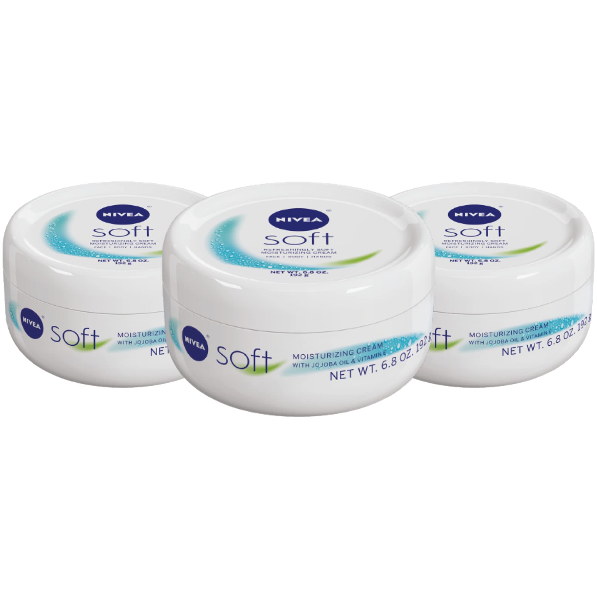 Pack of three NIVEA Soft cream jars for daily moisturizing