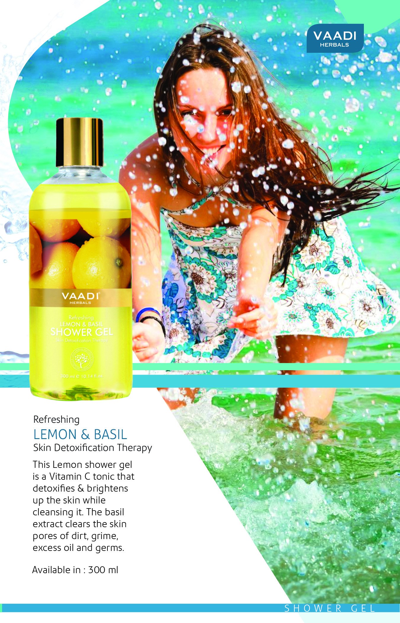 Vaadi Herbals Shower Gel, Refreshing Lemon and Basil, 300ml – view 4
