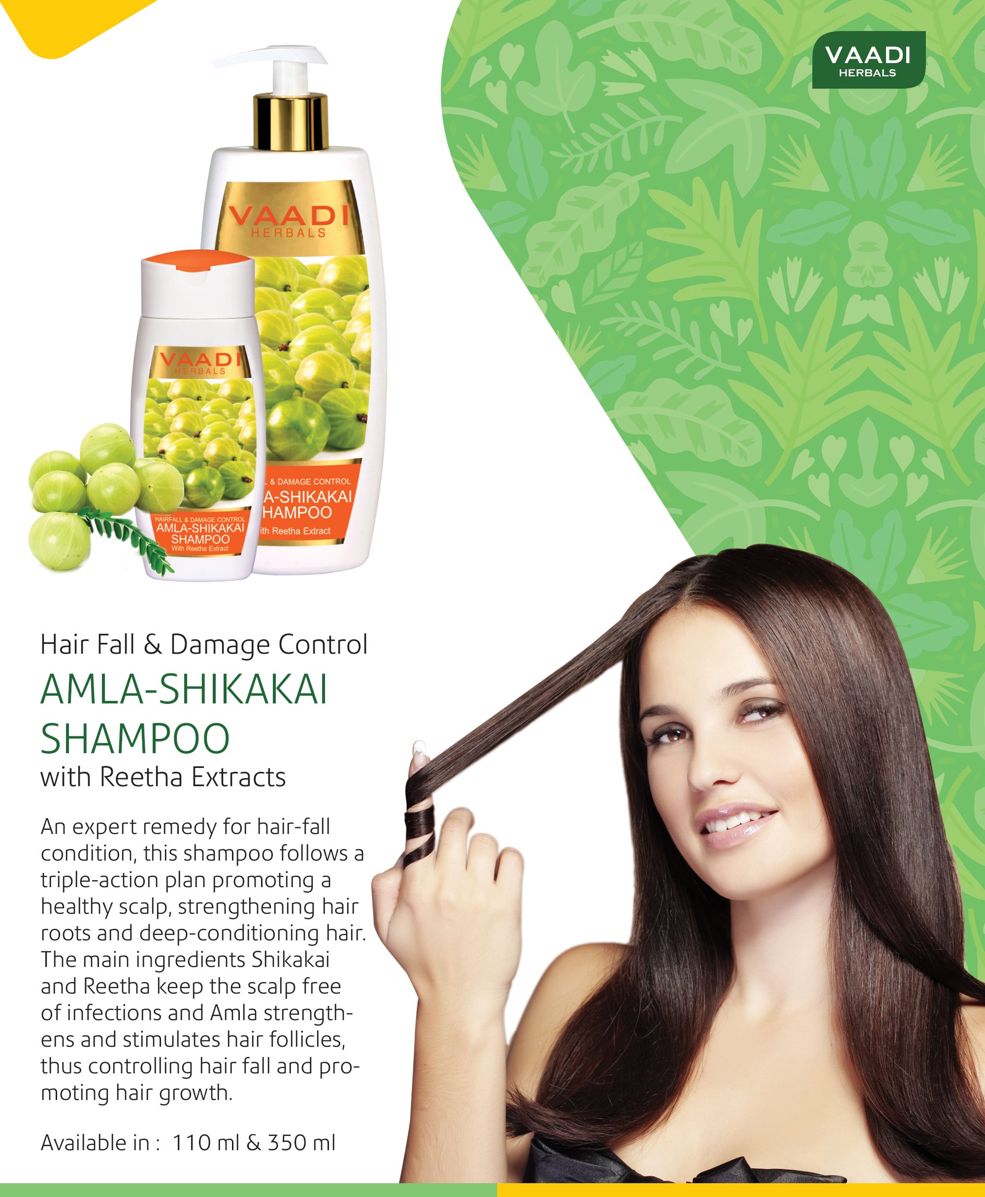 Vaadi Herbals Hairfall And Damage Control Amla Shikakai Shampoo, 350ml – view 4
