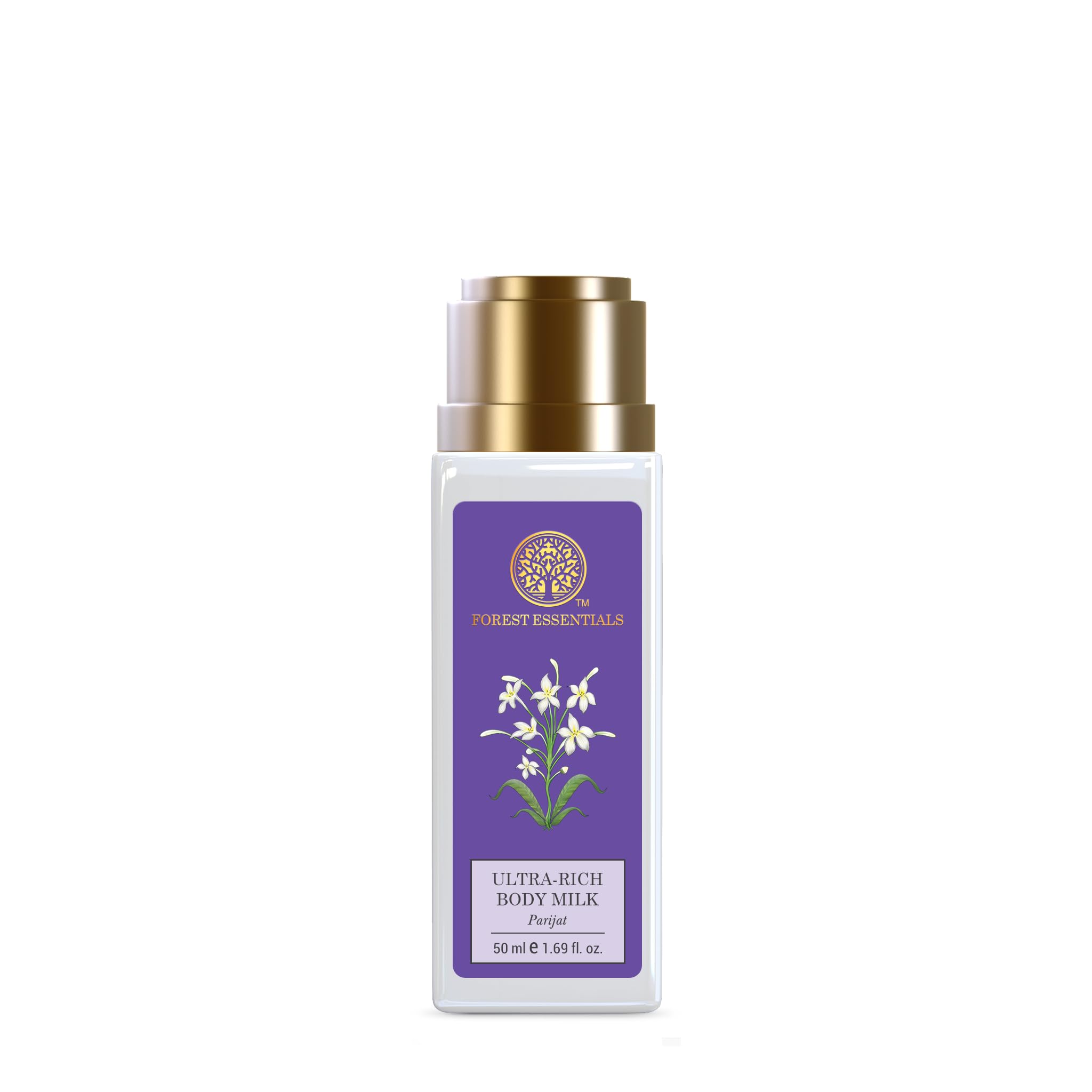 Forest Essentials Ayurvedic Parijat body lotion in compact 50 ml size