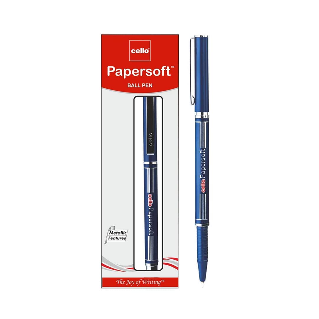 Cello Papersoft blue ink pens with fine 0.7 mm tip