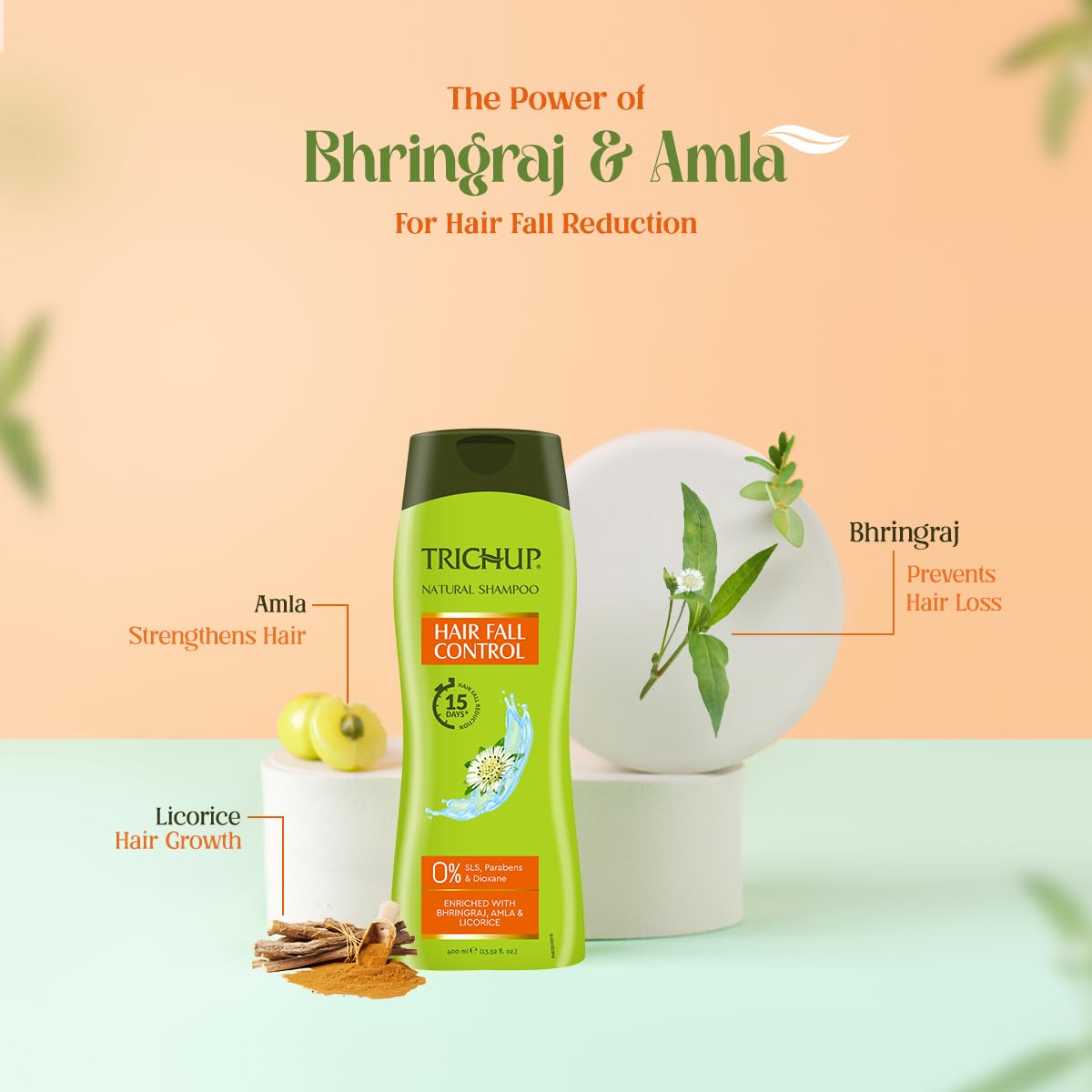 Trichup Hair Fall Control Herbal Hair Shampoo (400 ml) (Pack of 2) – view 2